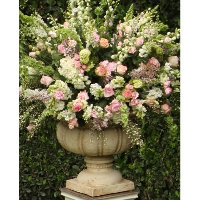 Image two of 21" Flower Urn White Marble